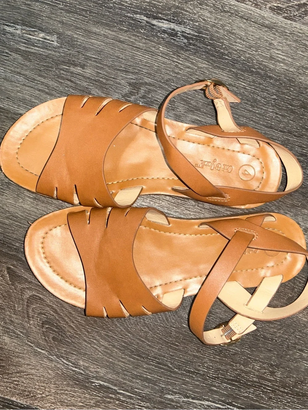 Cat & Jack Girls Brown Strappy Ankle Buckle Sandals
